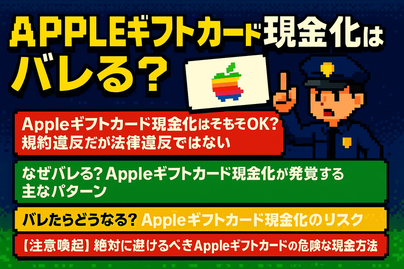 Appleギフトカード現金化はバレる?買取サービス利用のリスクをチェック