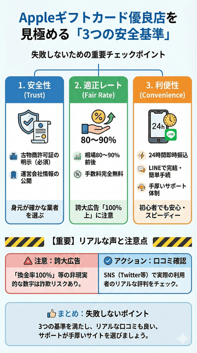 Appleギフトカード買取優良店を見極める「3つの安全基準」