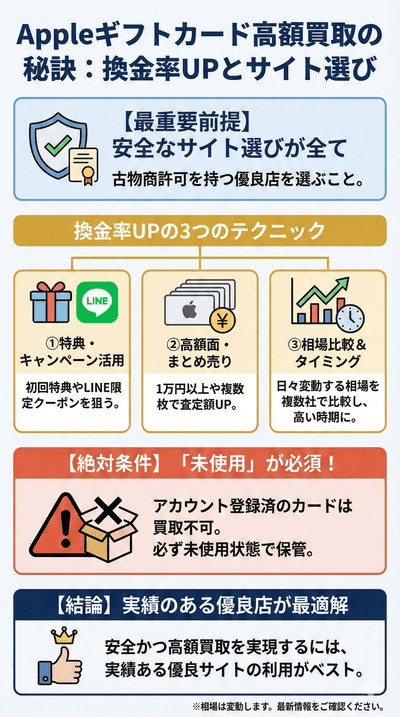 アップルギフトカード買取サイトで高価買取をしてもらうためのコツ