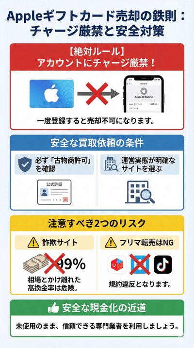 アップルギフトカードを売却する際の注意点