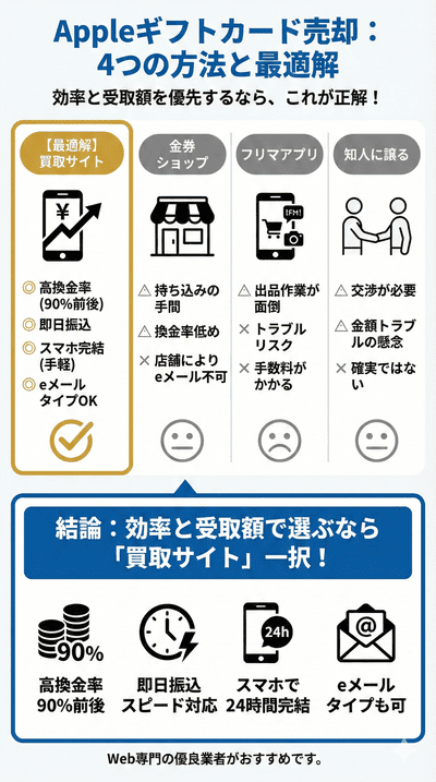 アップルギフトカードの売却方法の選択肢について