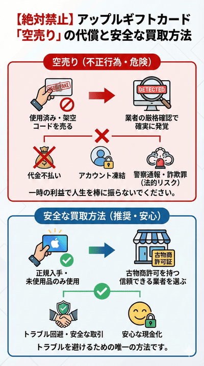 アップルギフトカード買取でやってはいけない「空売り」について