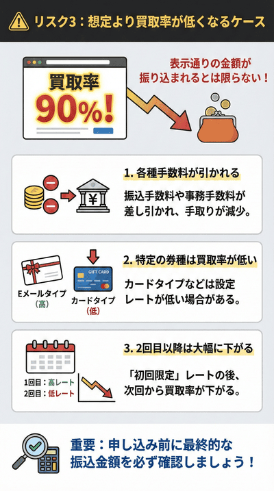 リスク3:想定より買取率が低くなるケース