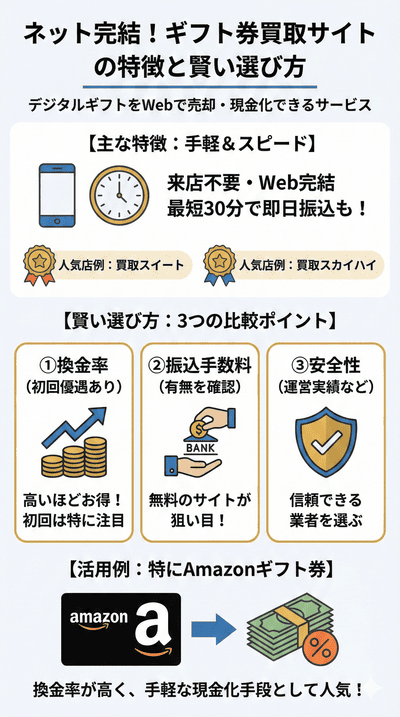 【解説】ネット完結！ギフト券買取サイトの特徴と賢い選び方